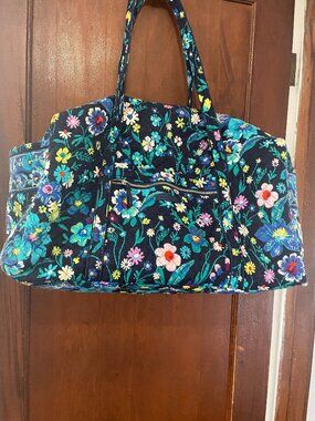 Vera Bradley Quilted Floral Weekender/Duffel Bag Navy Multicolor. Midnight Blues